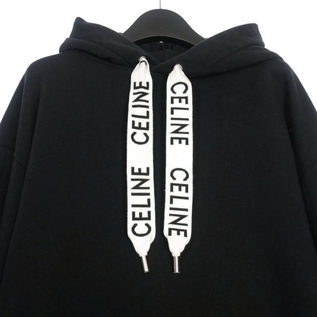 セリーヌ ドローストリング付き ルーズ フーディー / コットンフリース セリーヌ CELINE ドローストリング付き ルーズ フーディー