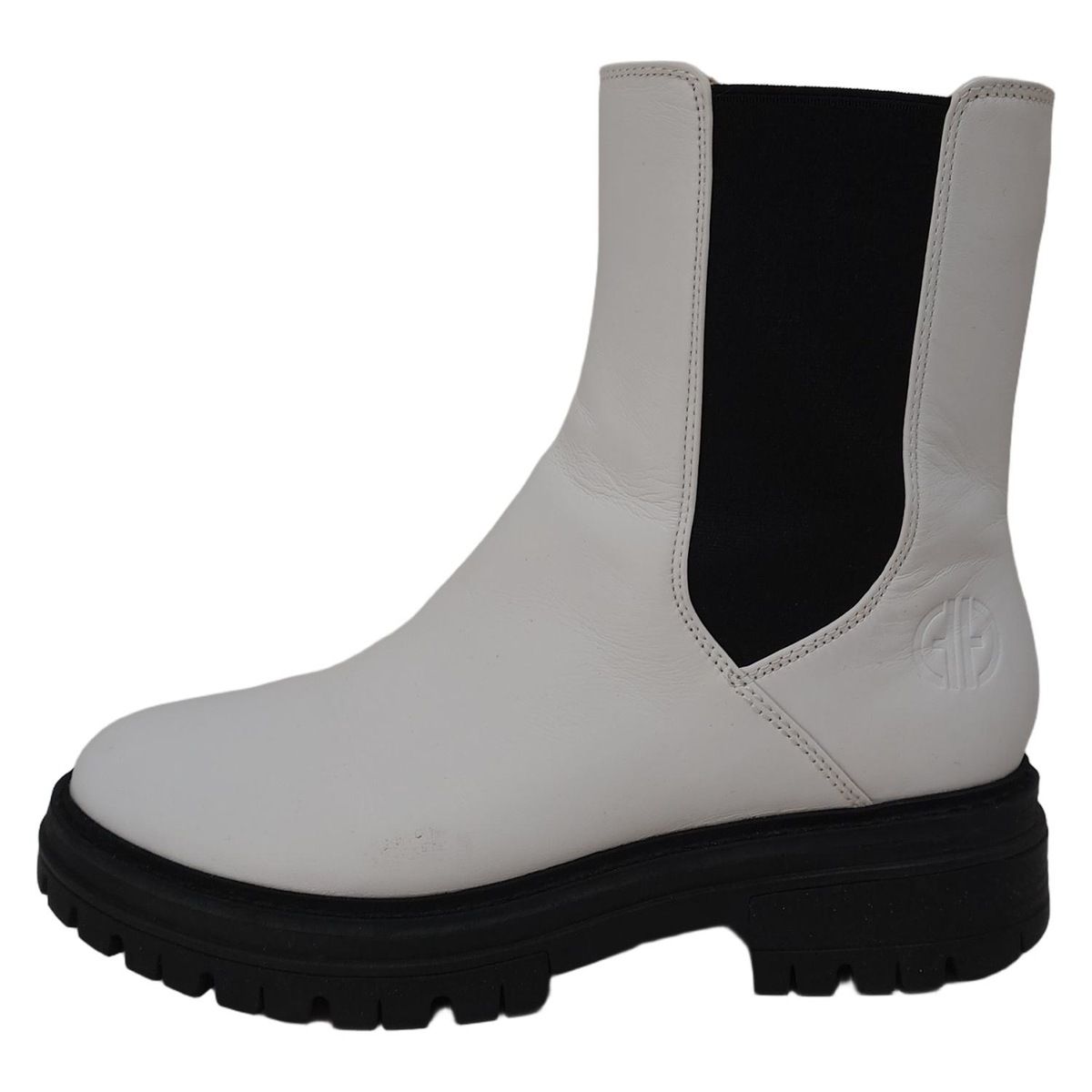 COLE HAAN コールハーン ショートブーツ 7 レディース - 白×黒 GRANDSERIES|サイドゴア レザー