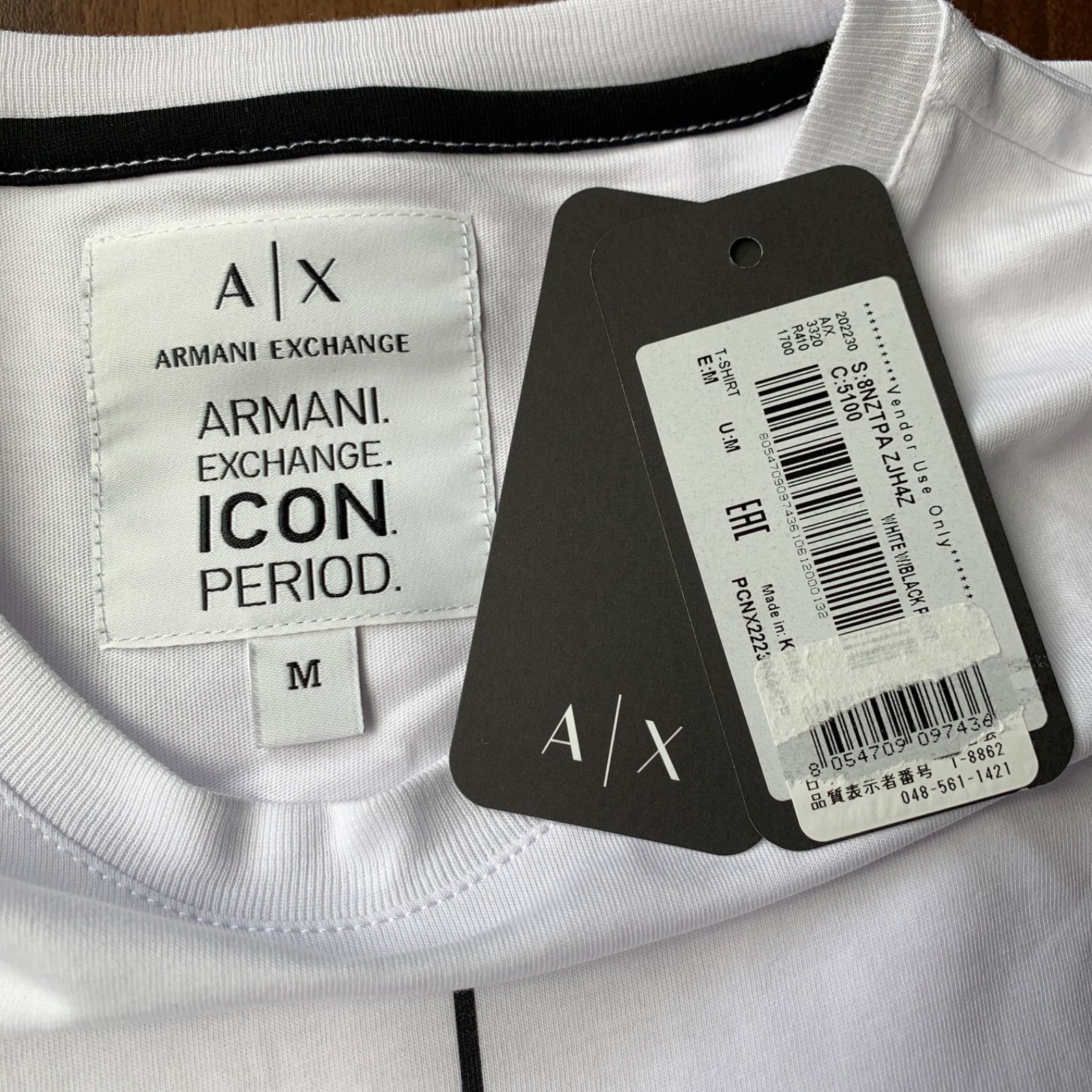 新品】アルマーニエクスチェンジ Tシャツ 白xビッグプリント メンズ  