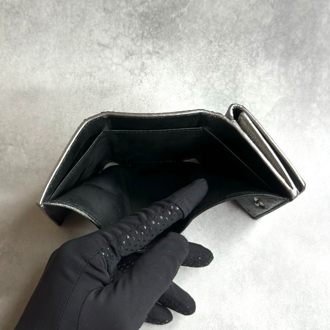 バレンシアガ コンパクトウォレット 三つ折り財布 ラメ ブラック