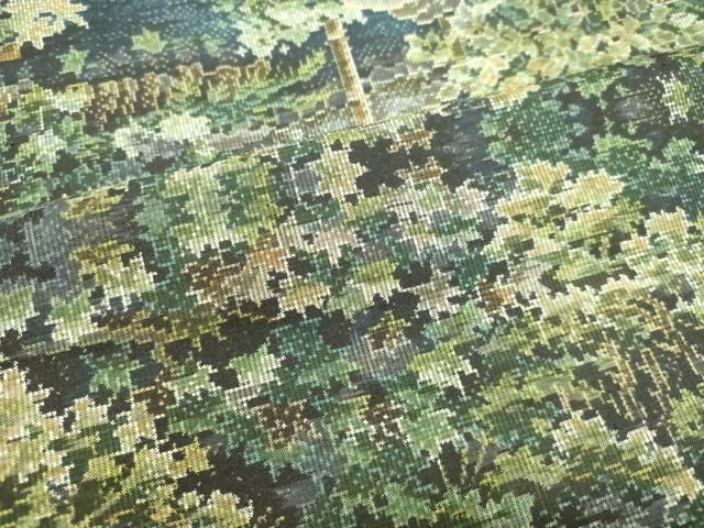 平和屋着物○本場大島紬 7マルキ 風景草葉文 藤絹織物謹製 証紙付き  