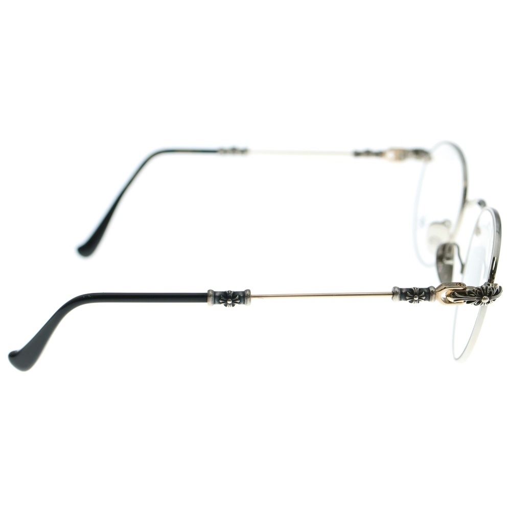 CHROME HEARTS クロムハーツ BUBBA-A クロステンプル メタルフレームラウンドサングラス アイウェア 眼鏡 シルバー ブラック