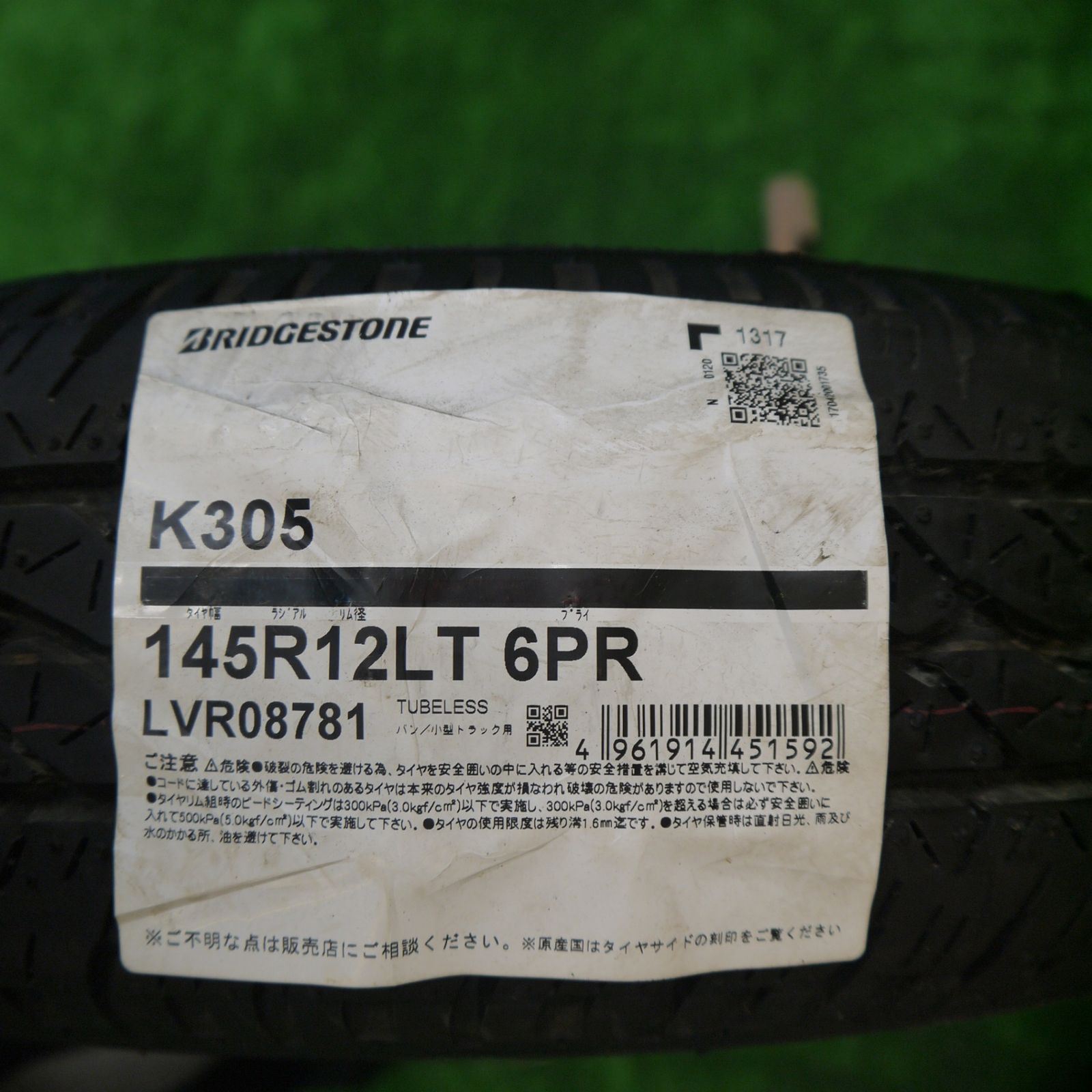 未使用！2本☆145R12 LT 6PR ブリヂストン K305 スチール ホイール 12 