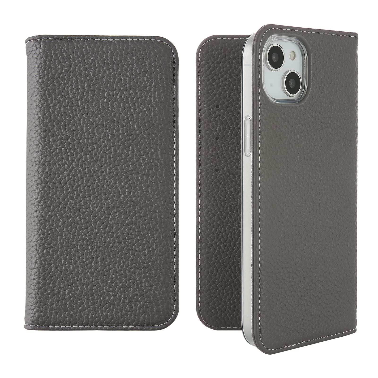 【在庫処分】バイカラー 本革 シュリンクレザーケース ﾀﾞｰｸｸﾞﾚｰ 手帳型 iphone14Plusケース iPhone14Plus 手帳型 iphone14Plus HanaRo ケース 携帯ケース