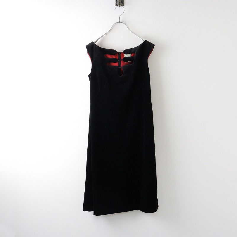 シビラ Sybilla ベロア 変形 ノースリーブ ワンピース M□ブラック 
