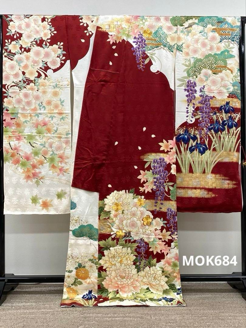 コラボ振袖 仮絵羽 舞台衣装 金駒 金彩 川栄李奈 正絹 未仕立て品 八掛付き 振袖 仮絵羽 金駒 金彩 舞台衣装 正絹 未仕立て品 八掛付き MOK812