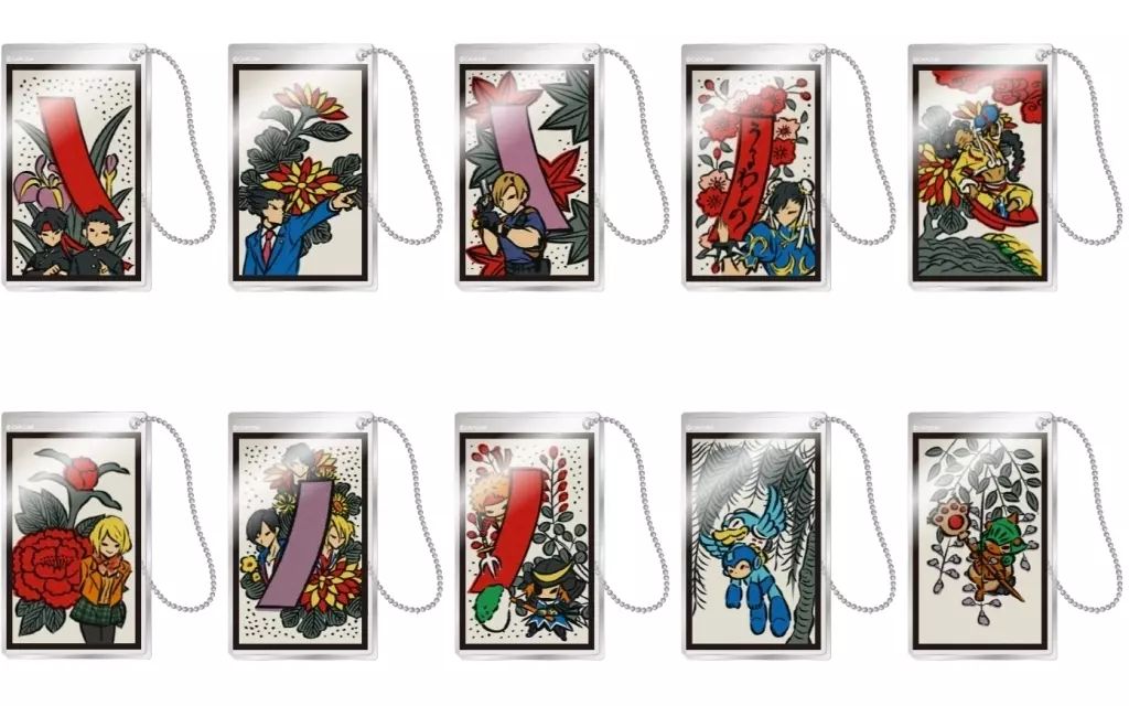 中古】キーホルダー 全10種セット 「カプコン花札 アクリル