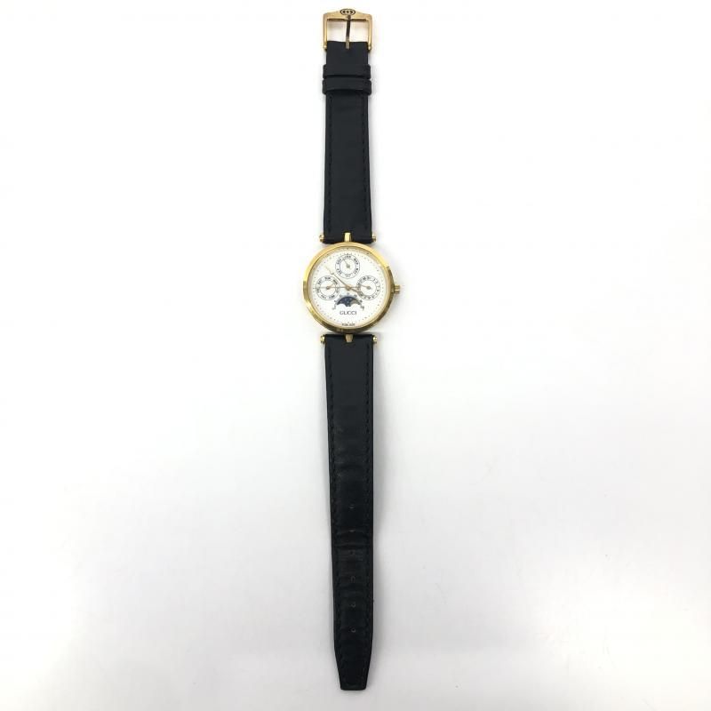 中古】GUCCI グッチ ムーンフェイズ トリプルカレンダー クォーツ 白文字盤 QZ[19] - メルカリ