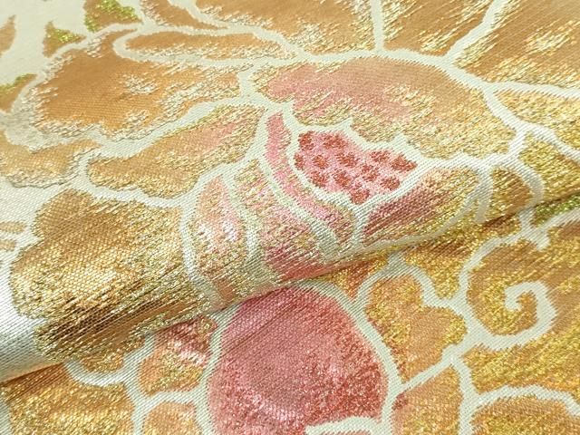 平和屋本店□最高級 龍村平蔵製 六通柄 本袋帯 松嶋牡丹錦 金銀糸 逸品