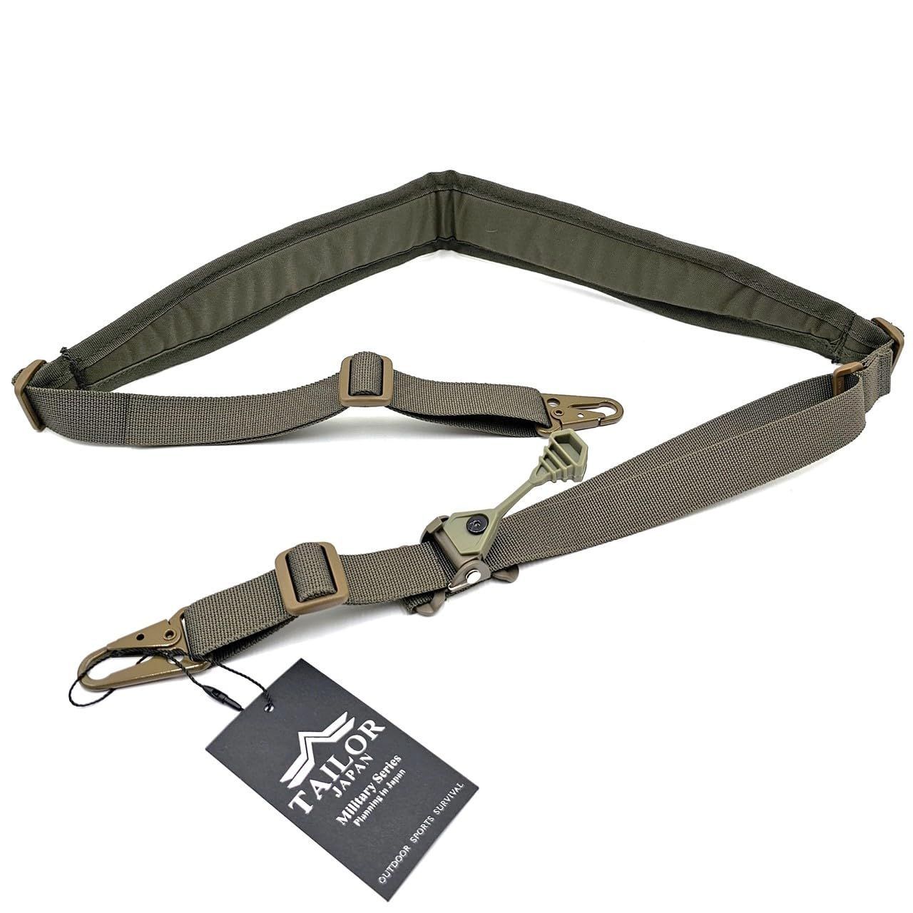 【在庫セール】スリングベルト ミリタリースリング タクティカルスリング 2ポイント スライド調整機能 2点支持 スリング 実物仕様 サバゲー JAPAN】実物生地 (レンジャーグリーン) 【TAILOR