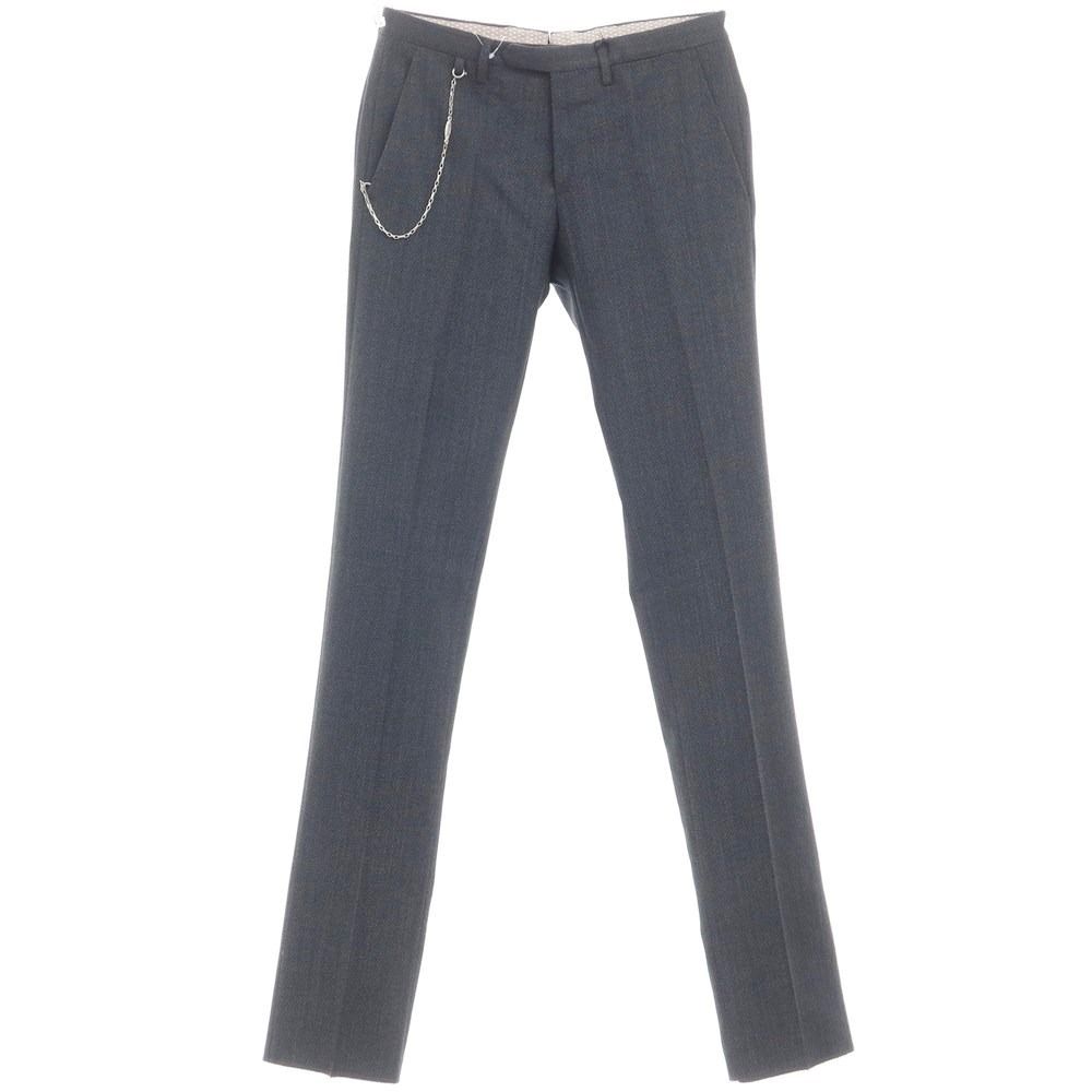 【新品】サンタニエッロ SANTANIELLO ストレッチウール スラックスパンツ ダークグレーxベージュ【サイズ44】【メンズ】