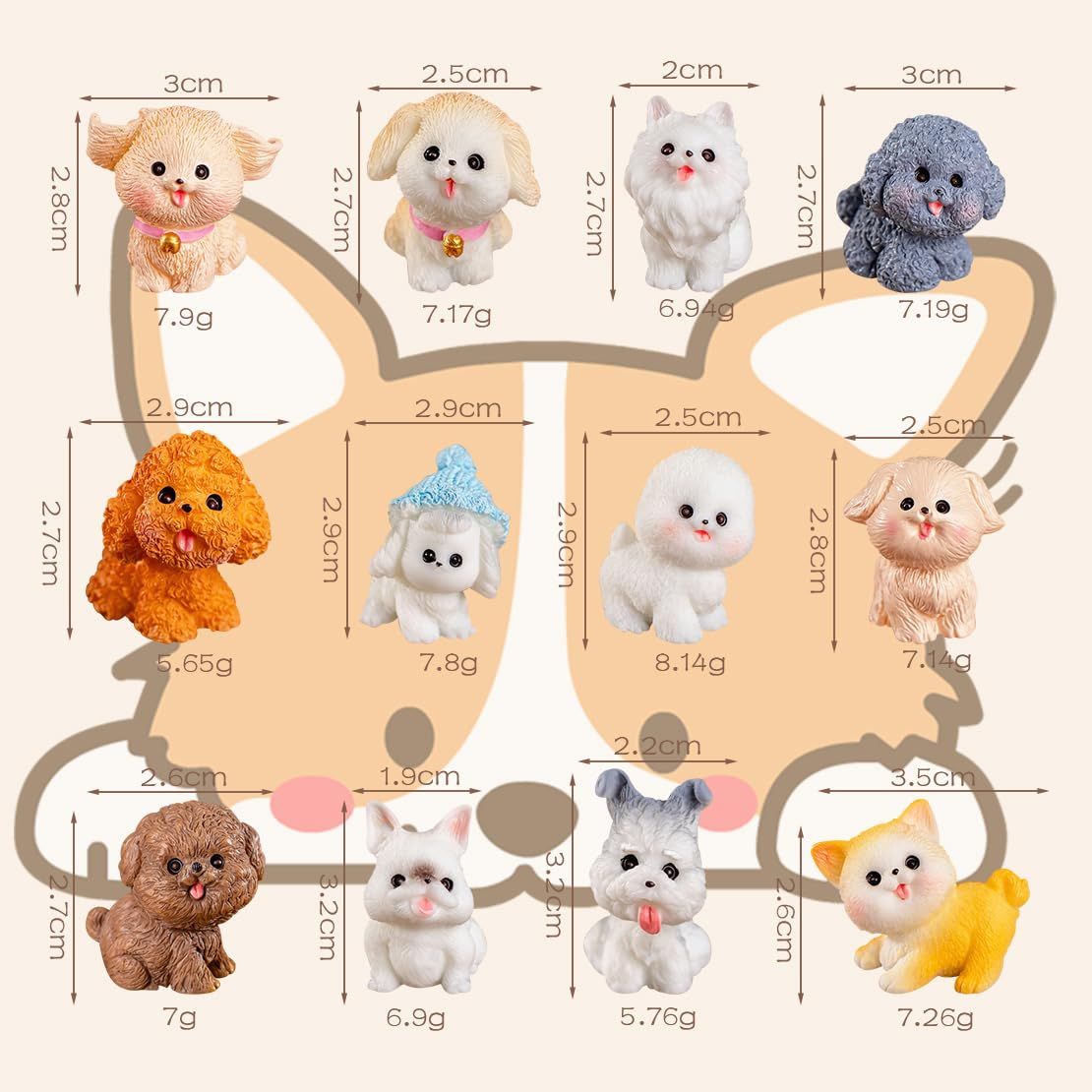 新品 DeryArcle ミニチュア 犬 ミニ置物 小さいなワンチャン 12