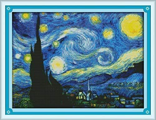 【数量限定】2ストランド-星空のゴッホ 14CT 46×35cm Maydearクロスステッチキットスタンプ済み刺繍スターターキット初心者向けDIY