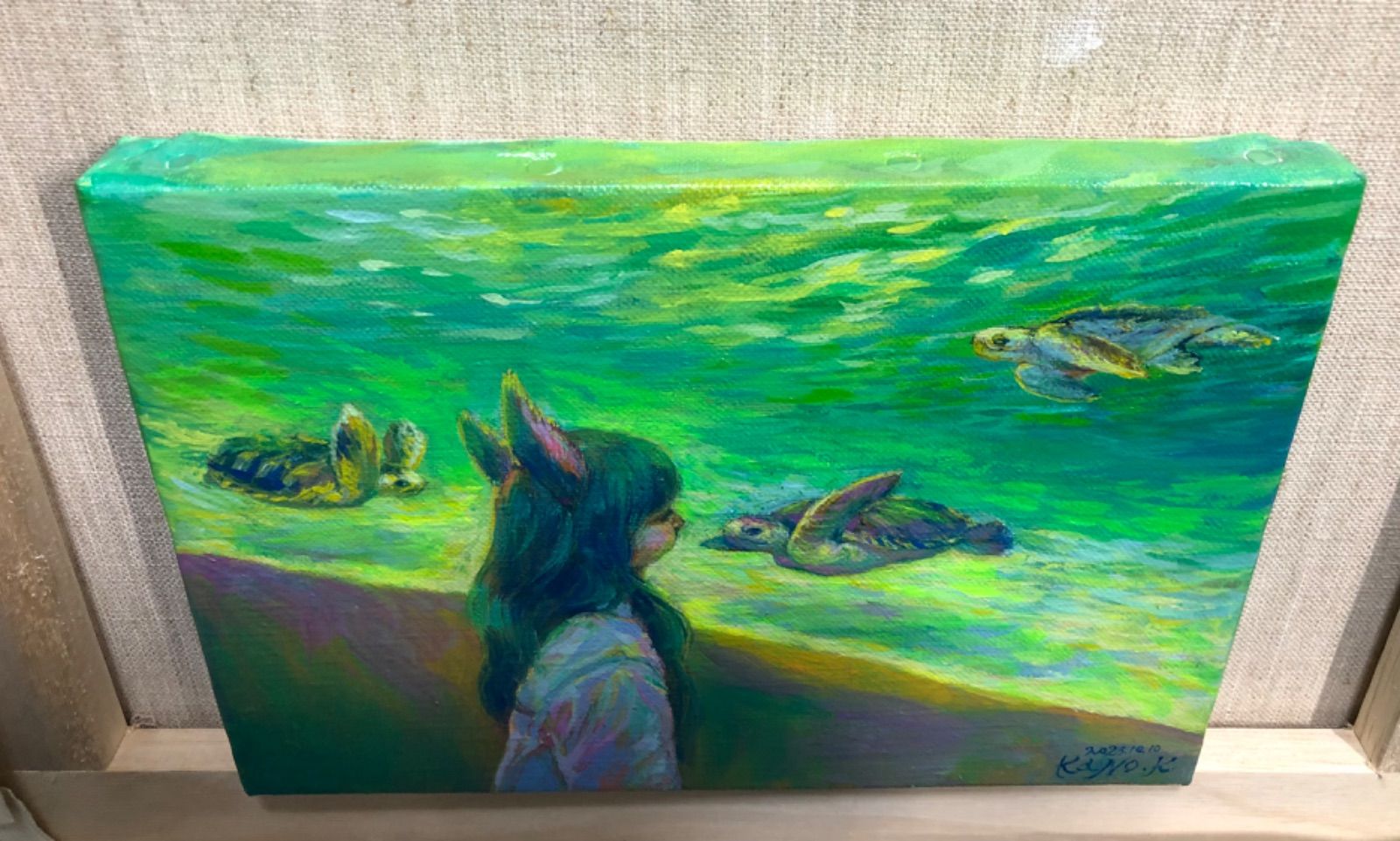 16×23㎝「痒い背中」油彩・原画・サムホール 16×23㎝「痒い背中」油彩・原画・サムホール