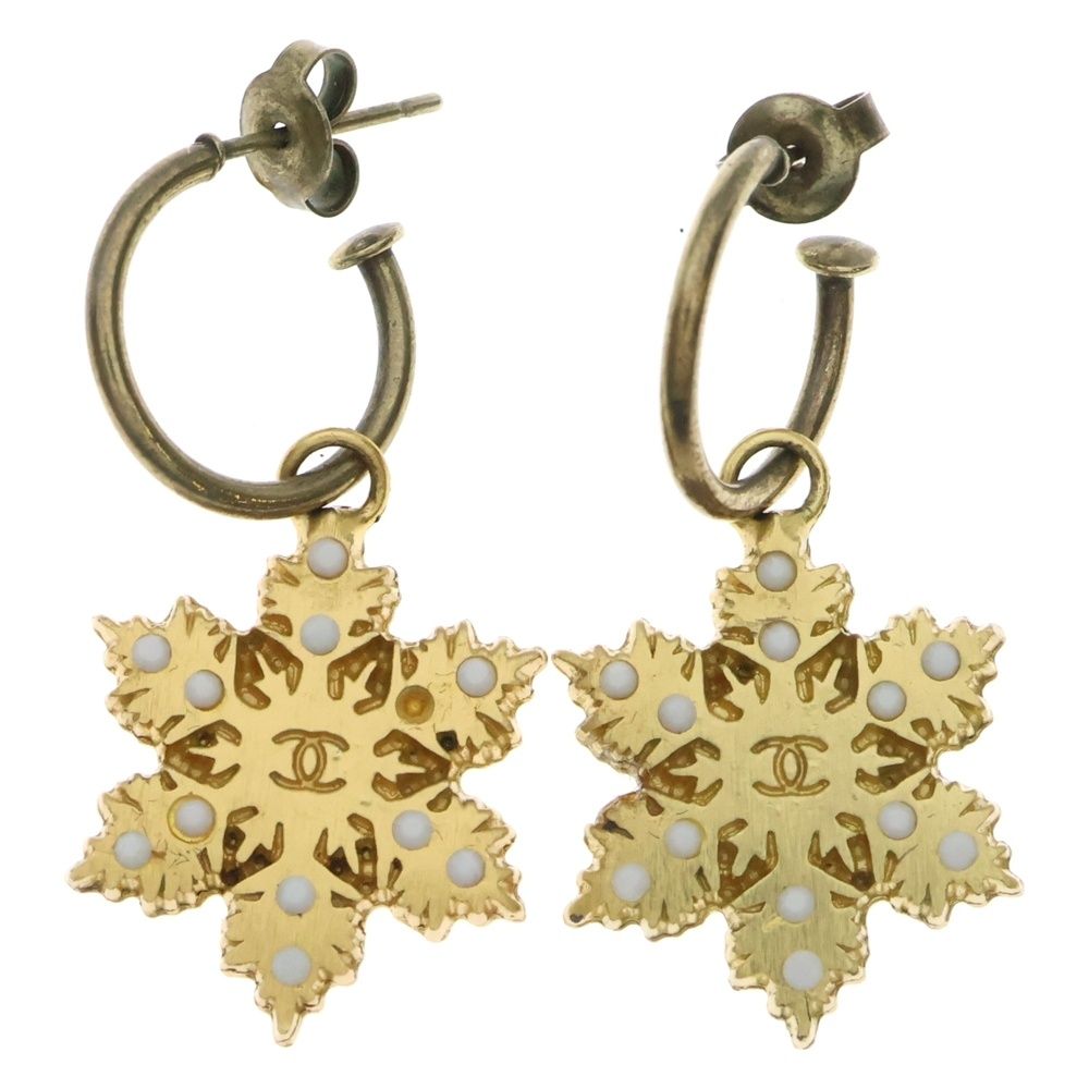 CHANEL シャネル スノーフレーク ピアス ゴールド GP 雪の結晶 01A