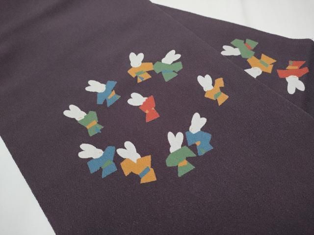 平和屋着物○九寸名古屋帯 型染め 兎 鬼しぼ縮緬 正絹 逸品 CAAY9845hy