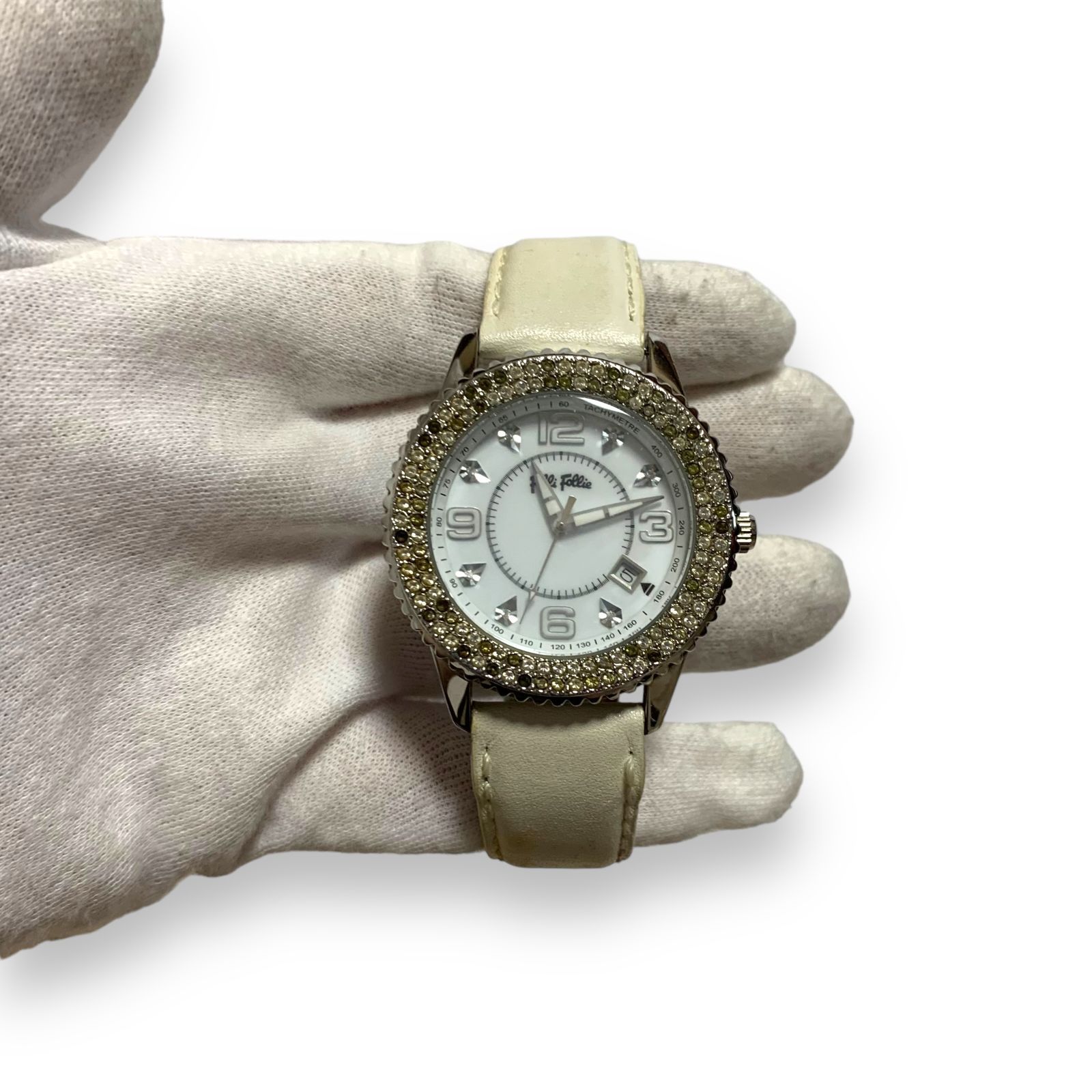 Folli Follie フォリフォリ 腕時計 箱あり 革ベルト ホワイト レディース - メルカリ