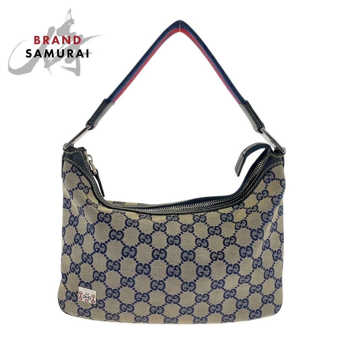 GUCCI グッチ シェリーライン グレー ネイビー シルバー金具 GGキャンバス 145812 ショルダーバッグ レディース 503084