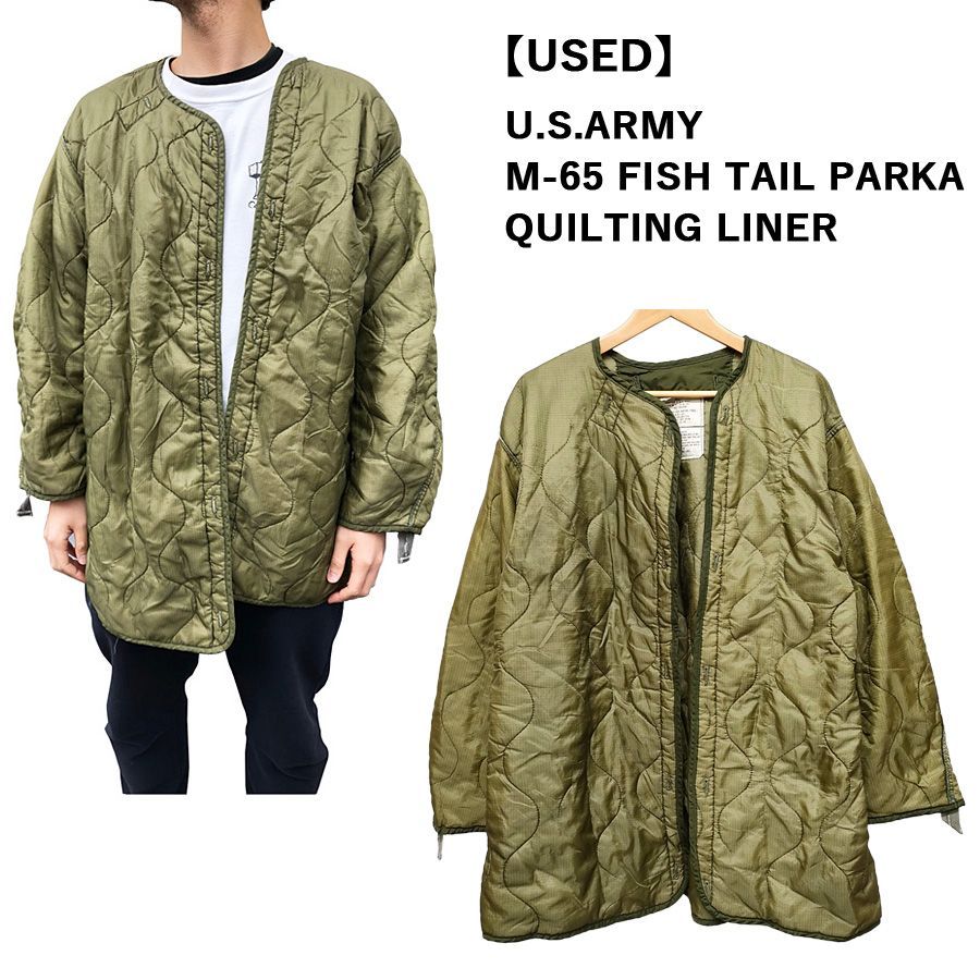 70's アメリカ軍 M-65 フィッシュテールパーカ キルティング ライナー サイズ：S オリーブ U.S.ARMY M-65 Fishtail Parka Quilting Liner Coat 中綿 【中古】