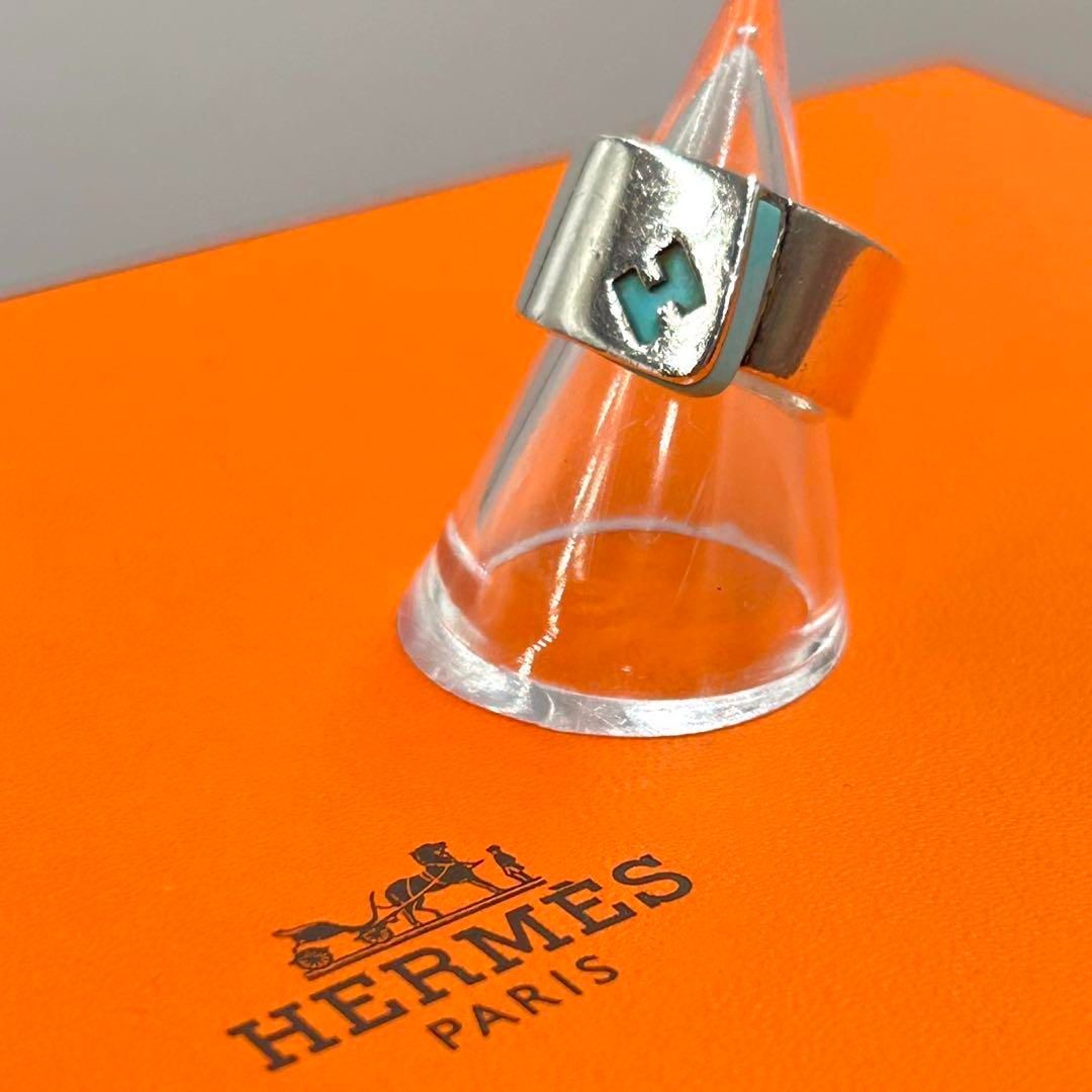 ❣️エルメス❣️HERMESキャンディリングSV925ライトブルー指輪【美品】 エルメスHERMESキャンディリングSV925ライトブルー指輪【美品