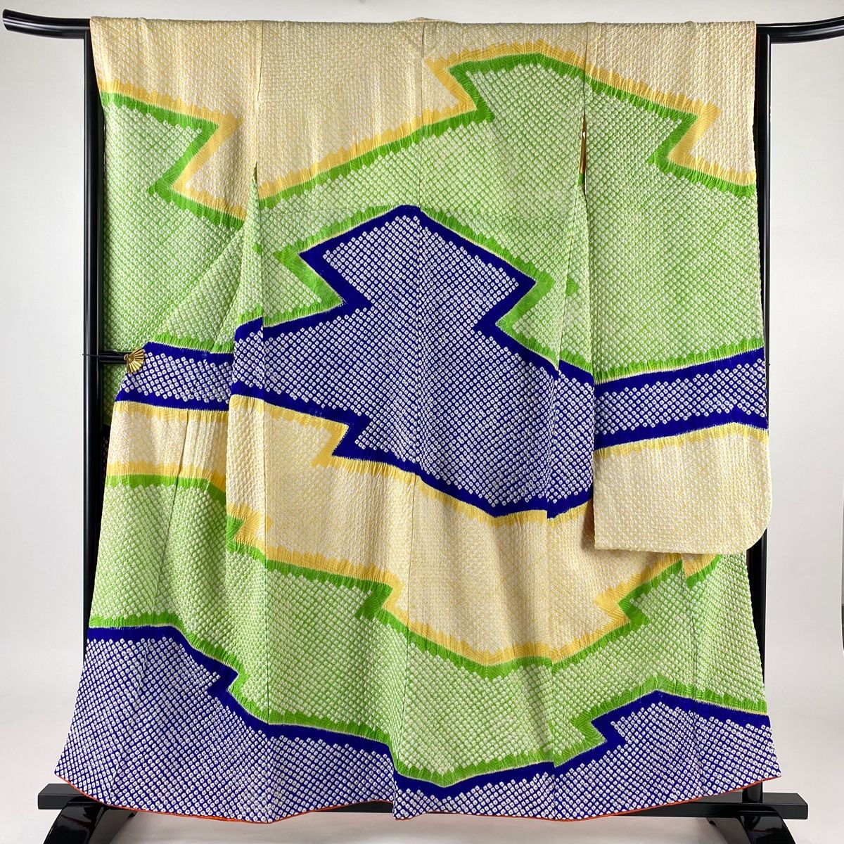 振袖 身長157-172cm ホワイト×エメラルドグリーン　正絹 振袖 身長157-172cm ホワイト×エメラルドグリーン 正絹