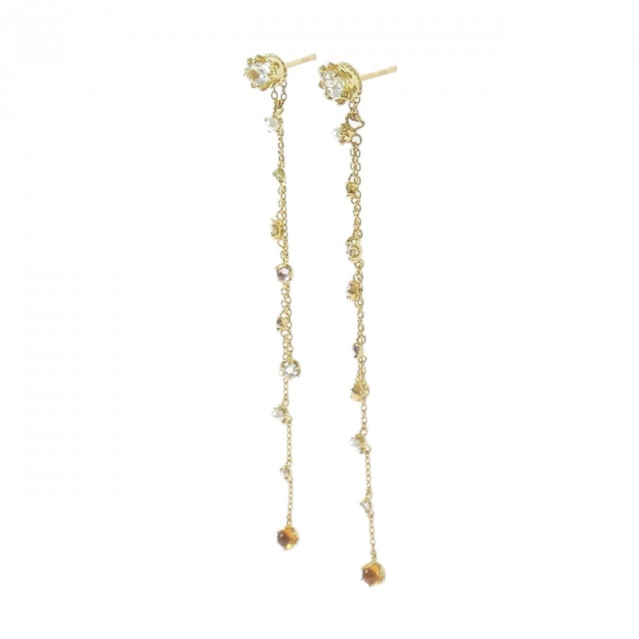 K18YG 2WAY カラーストーン ピアス