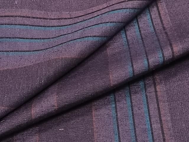 平和屋着物▽上質な紬 単衣 縞 正絹 逸品 未使用 CAAT6589xi