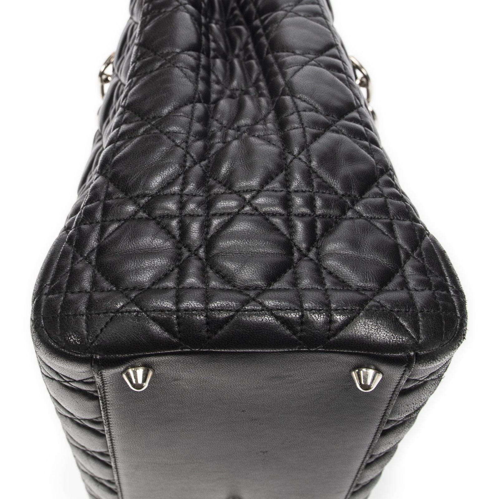 ディオールソフトショッピングトート黒カナージラムスキンレザーA