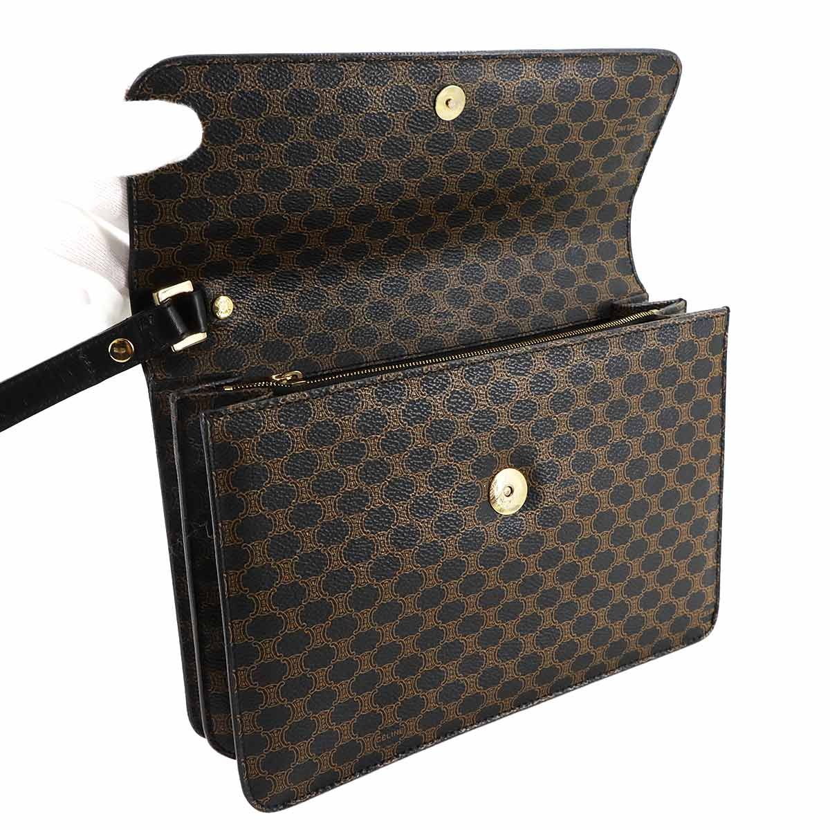 美品 セリーヌ CELINE マカダム セカンド クラッチ バッグ ポーチ PVC