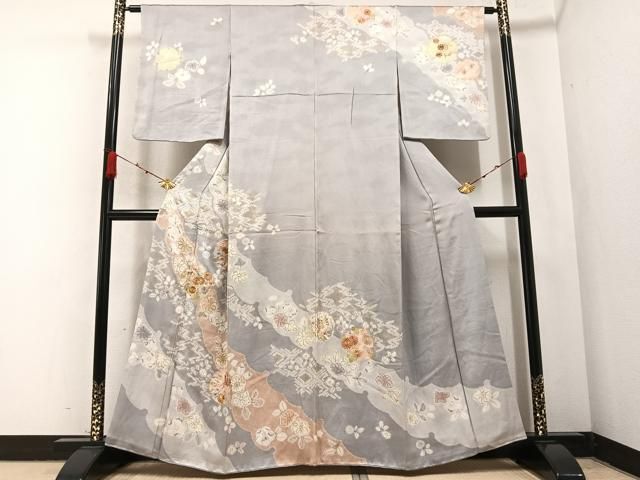平和屋1■付下げ　反物　駒刺繍　雲重ね草花文　金彩　着尺　逸品　未使用　CAAA3376th 平和屋着物□豪華色留袖 刺繍 エ霞飛鶴花文 金彩 正絹 逸品 AAAZ9725gw