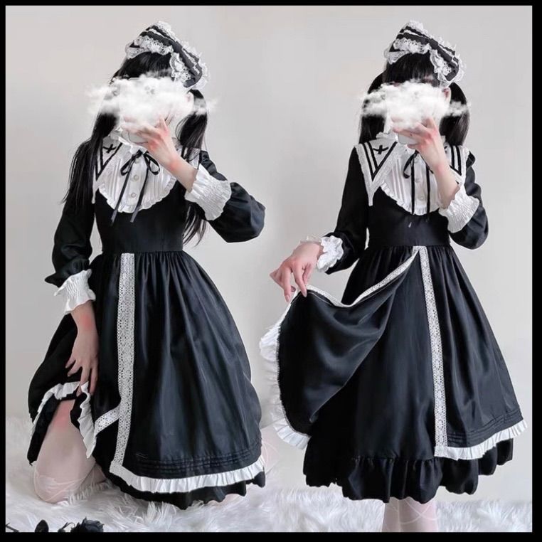 ワンピース ゴシック ロリータ コスプレ M 量産型 病みかわコーデ 地雷系 メイド服 ハロウィン 仮装 コスチューム 長袖 シスター 可愛い 文化祭  変装 修道女 ドレス 十字架 ゴスロリ クラシカル イベント 大人 かわいい - メルカリ