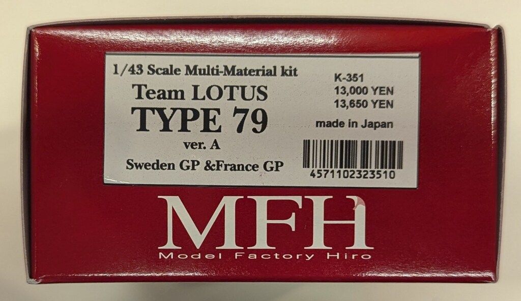 MFH|モデルファクトリーヒロ 1|43Scale Multi-material Kit TEAM LOTUS TYPE79Ver.A SwedenGP-FranceGP K-351