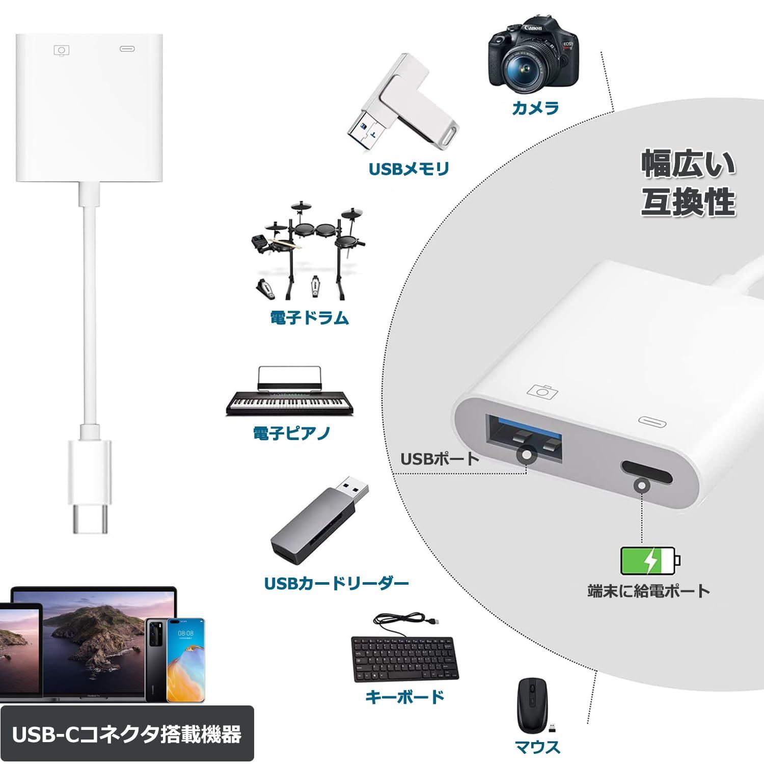 人気商品】3.0 変換アダプタ タイプc USB 2in1 usb 変換アダプタ & USB