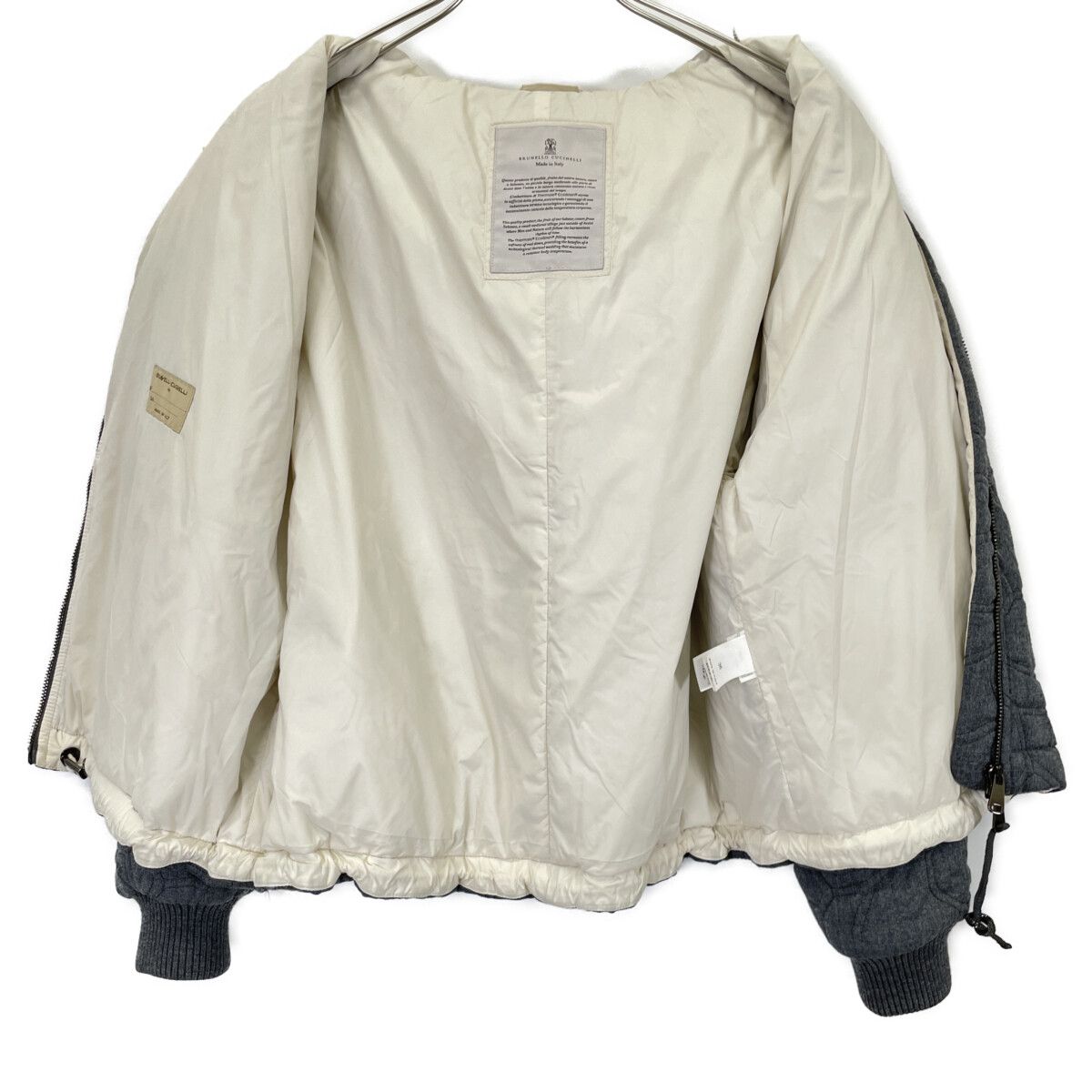 BRUNELLO CUCINELLI ブルネロクチネリ ｸﾞﾚｰ ｳｰﾙ×ﾅｲﾛﾝ ｼﾞｯﾌﾟｱｯﾌﾟ