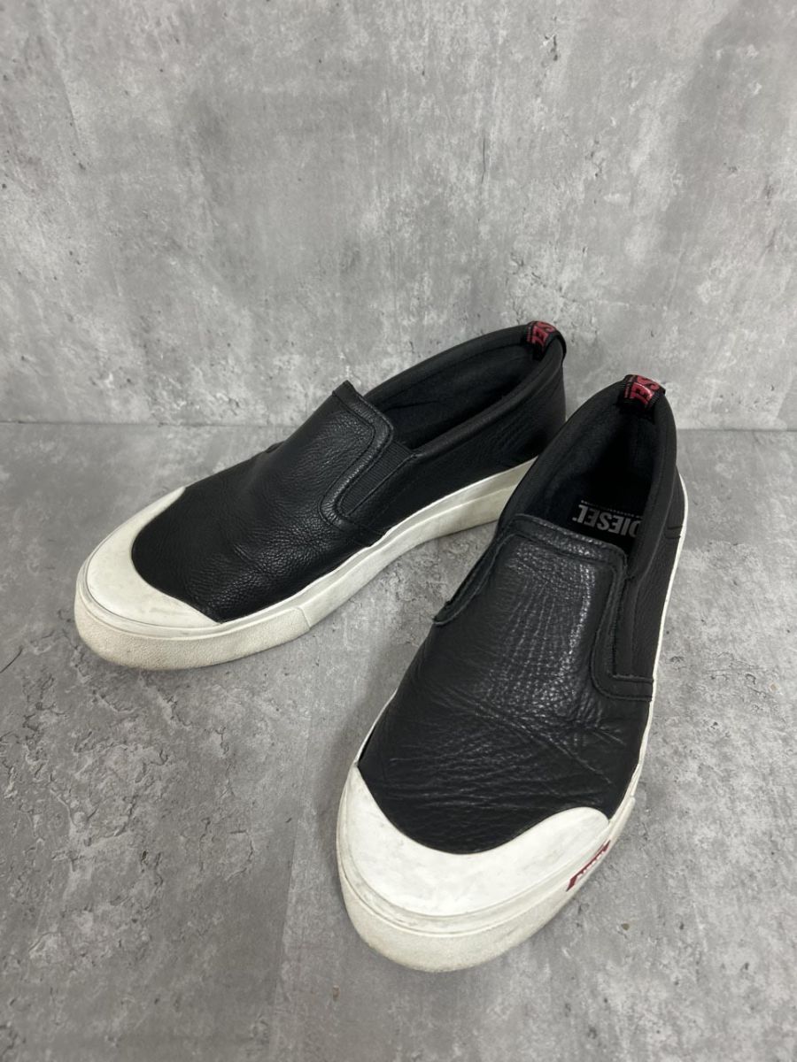 DIESEL ディーゼル レザー スリッポン スニーカー size26.5|黒 ◎メンズ