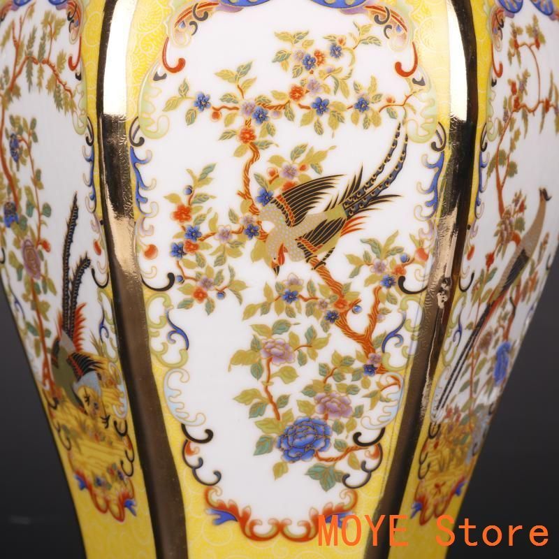 清乾隆蒔金琺瑯彩花鳥六方賞瓶  景徳鎮 陶磁器 装飾品 現代工芸品 美術品 置物 清乾隆蒔金琺瑯彩花鳥六方賞瓶 景徳鎮 陶磁器 装飾品