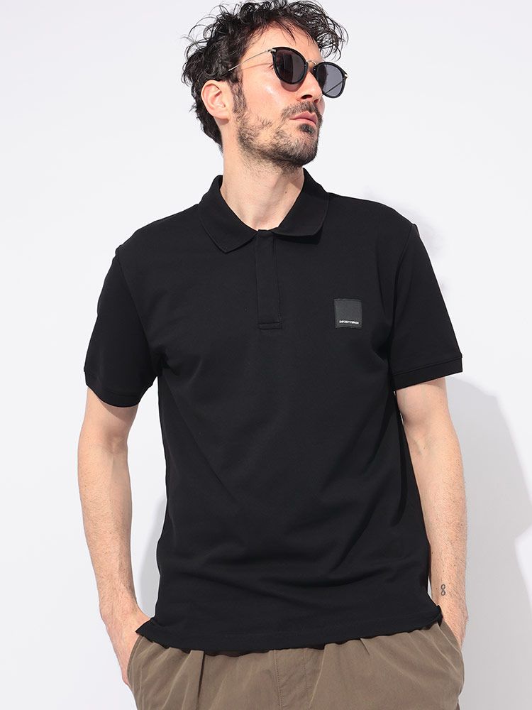 クルチアーニ　半袖ポロシャツ　コットン　ブラック　50 Cruciani (クルチアーニ) Cotton Stretch Polo Shirt コットン