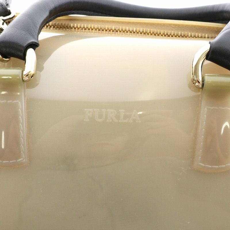 フルラ FURLA キャンディバッグ ショルダーバッグ ハンドバッグ 2way レオパード ヒョウ柄 プリント ビニール レザー クリア ベージュ 黒  ブラック /NW16 - メルカリ