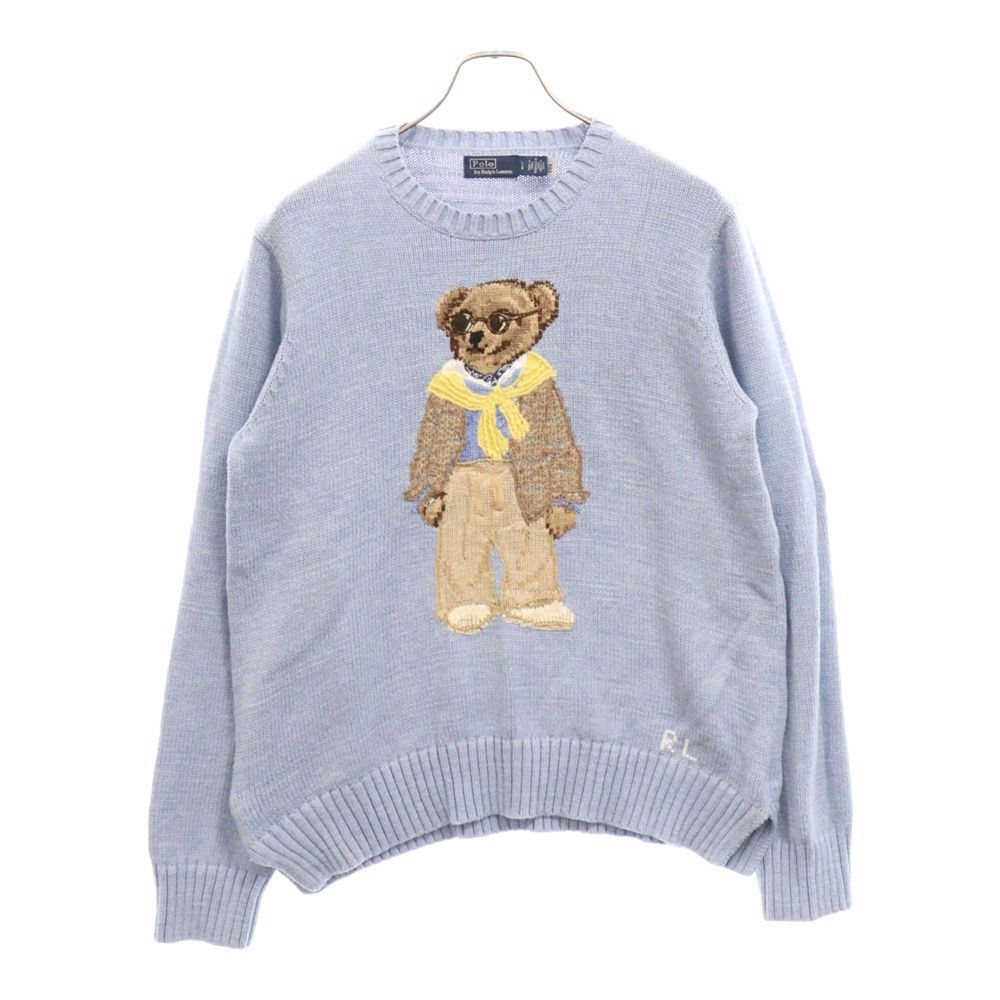 POLO RALPH LAUREN (ポロラルフローレン) クルーネック ポロベア ニット セーター ブルー