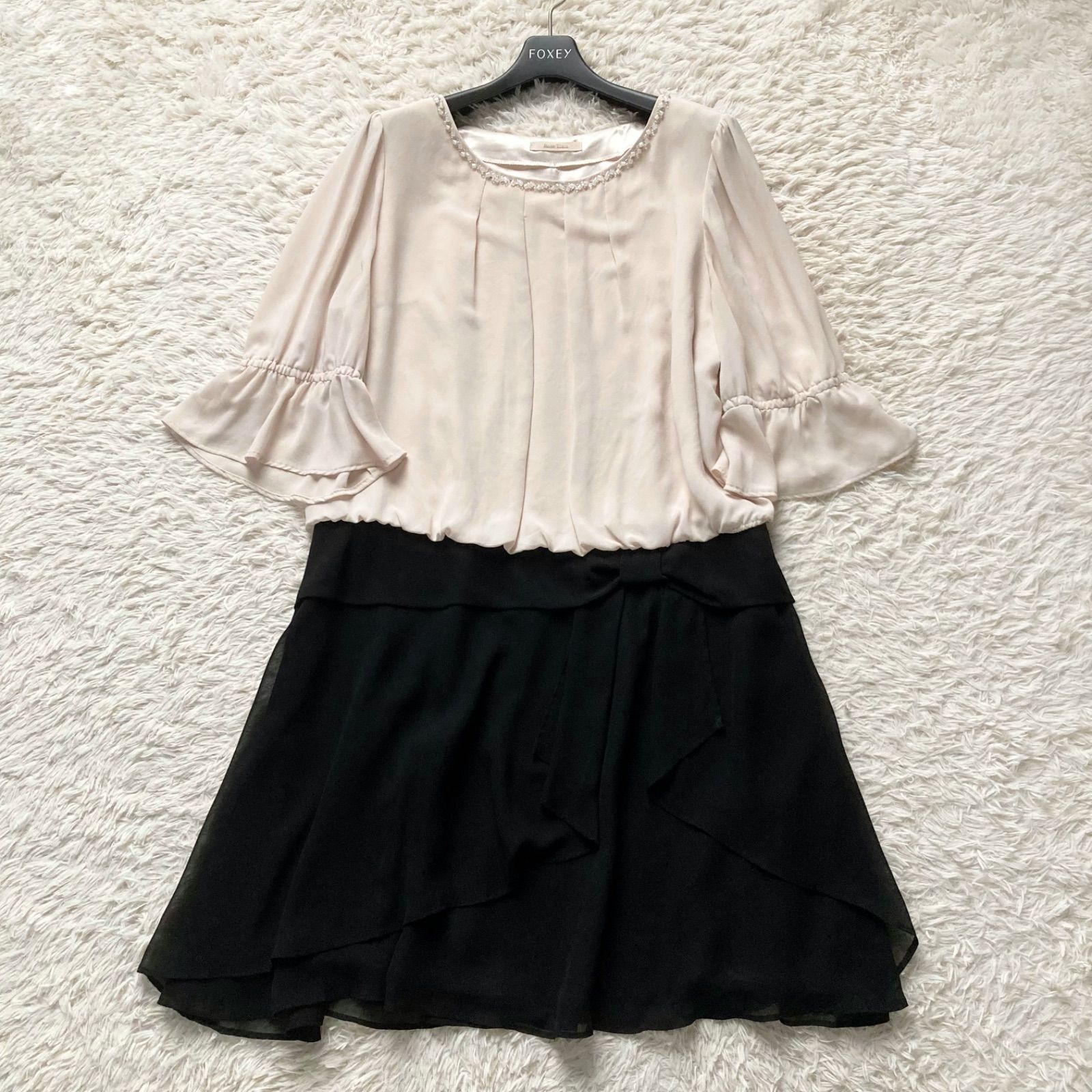 RoseTiara ローズティアラ ビジュー バイカラー フォーマル ワンピース フ Aライン フォーマル 結婚式 大きいサイズ42