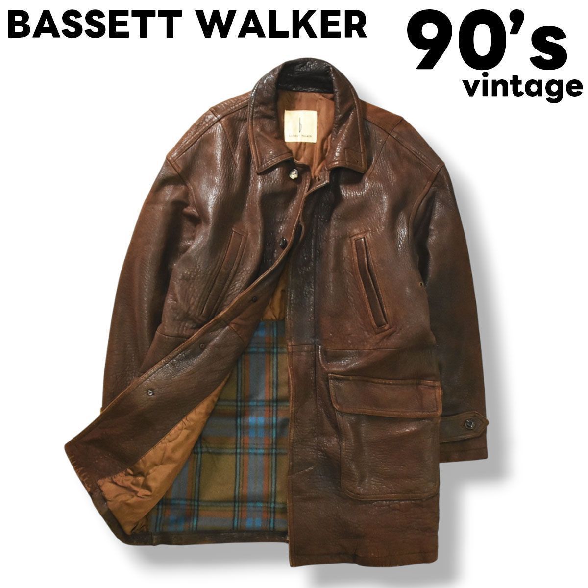 vintage 90's カーコート カウレザー シボレザー 牛革 渋味】 90sヴィンテージ バセットウォーカー BASSETT WALKER