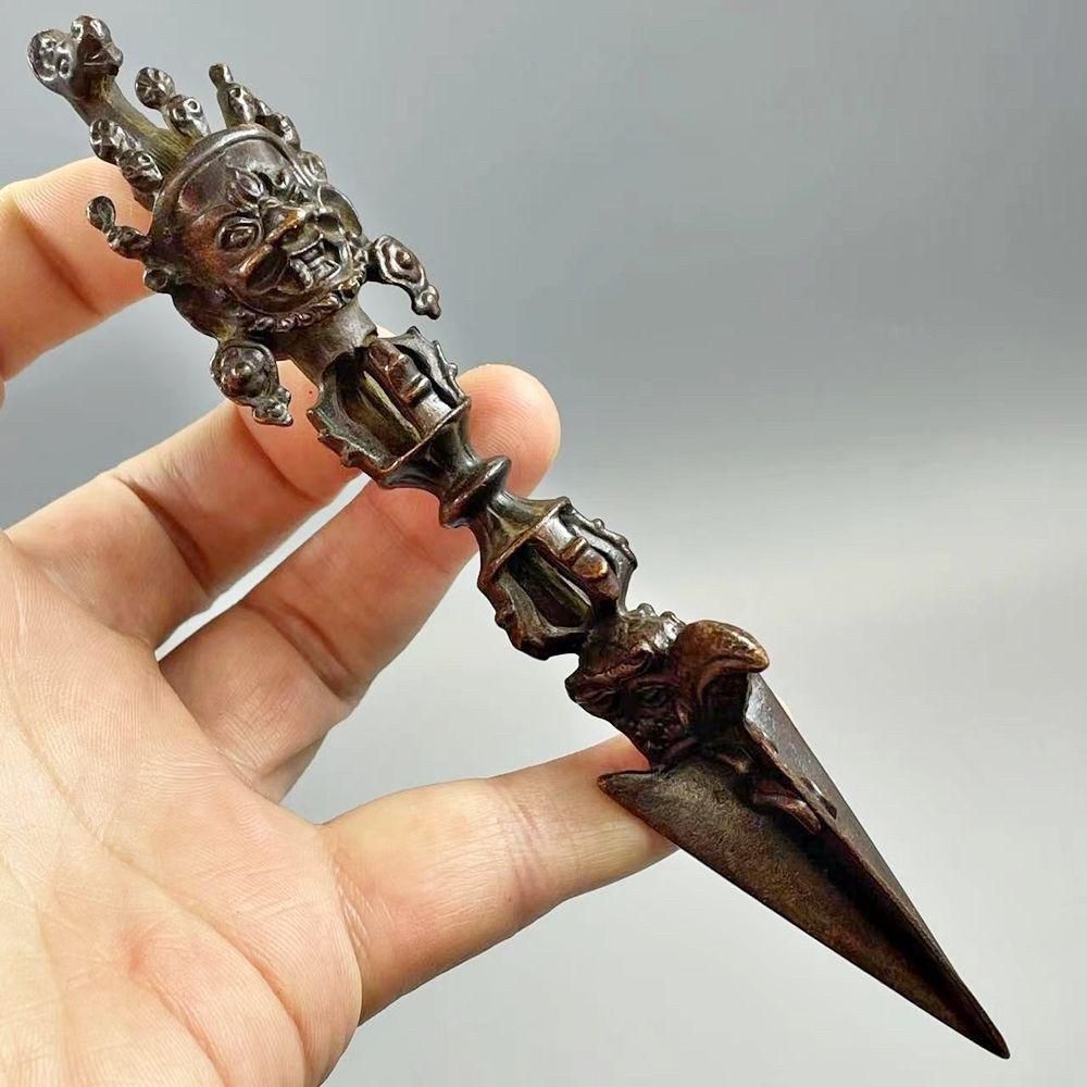 銅 細工 法器金剛杵降魔杵鉞刀 密教蔵仏法器 鎮宅辟邪 開運風水 招財置物工芸品 銅器 馬頭明王金剛杵 降魔杵 金剛尖 密教法器 鎮宅辟邪 開運風水
