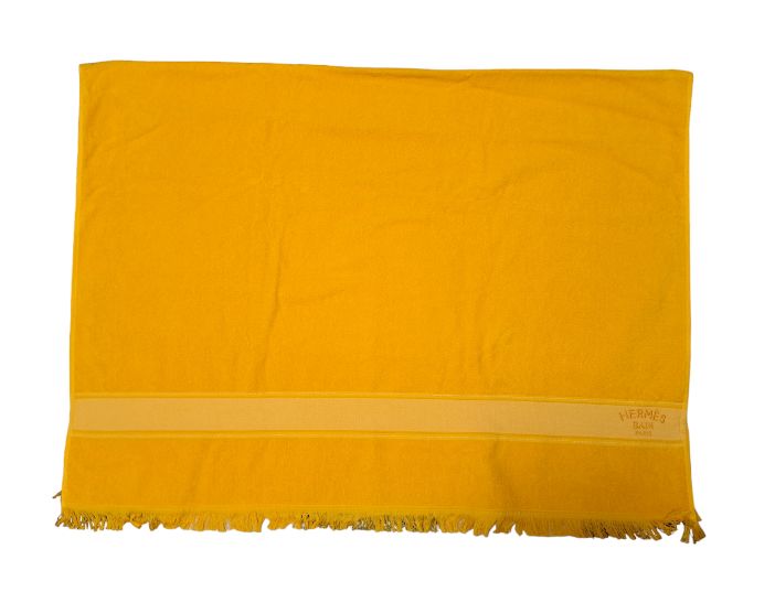 ♥ エルメス バスタオル インテリア ひざかけ ブランケット ヨッティング ロゴ ビーチタオル コットン レディース メンズ イエロー