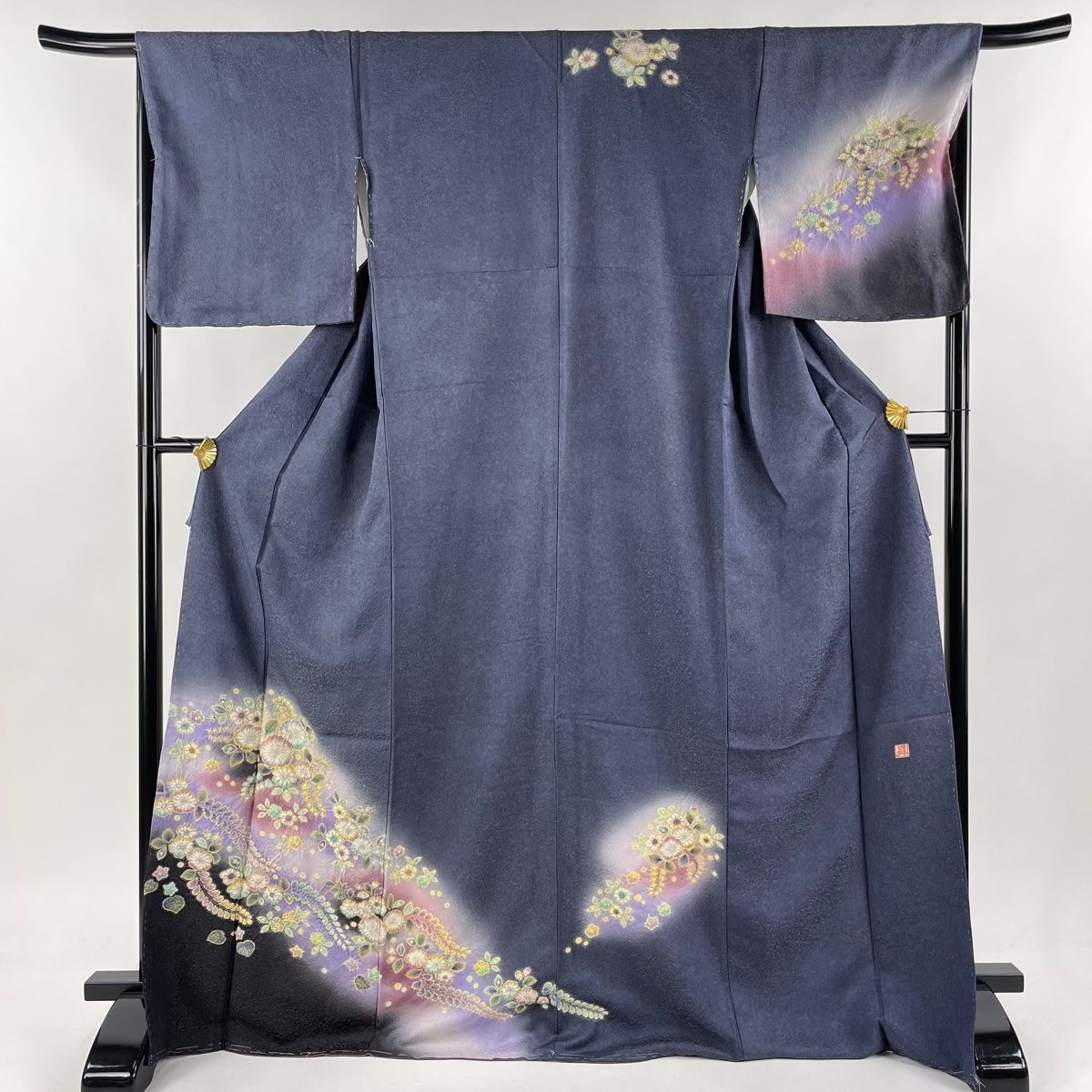 付下げ 身丈171.5cm 裄丈68.5cm L 袷 寺谷昇 落款 辻が花 金通し  