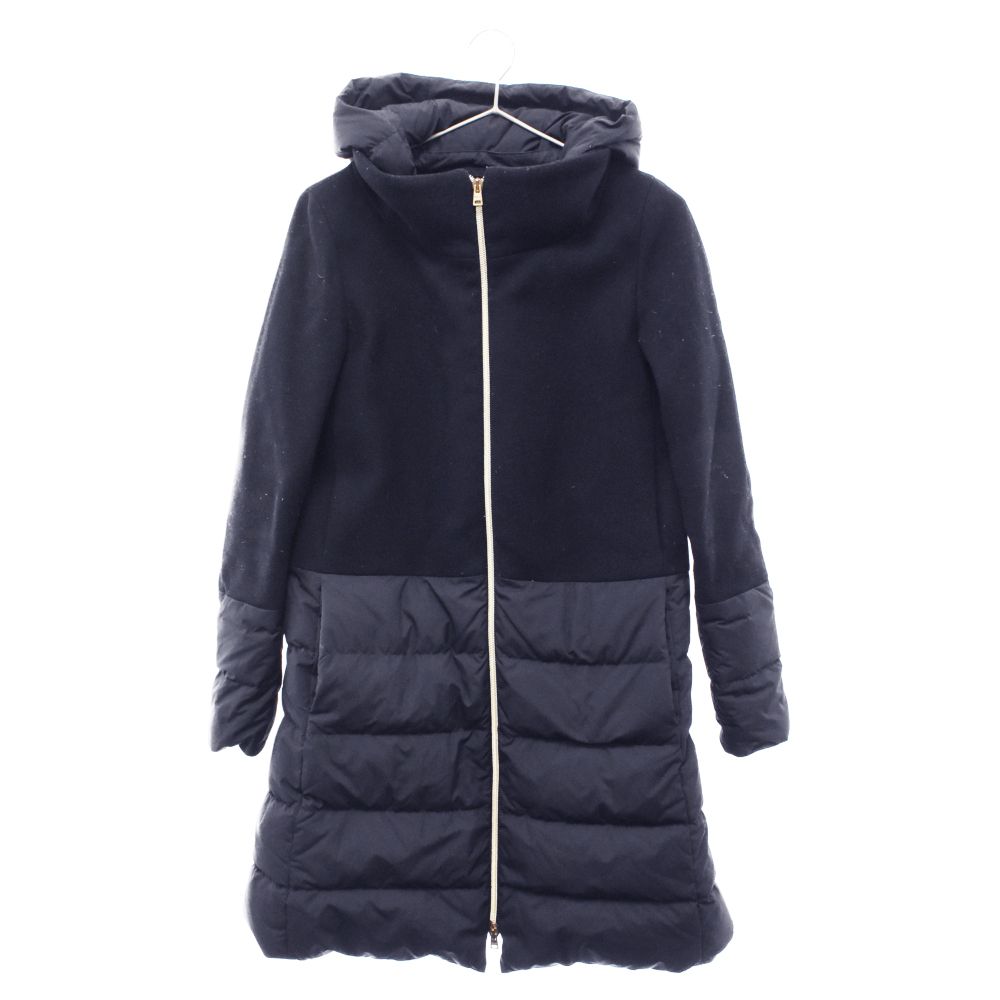 HERNO (ヘルノ) Wool Down Coat ウール切替 ダウンコート レディース ネイビー PI0237D-39601 - メルカリ