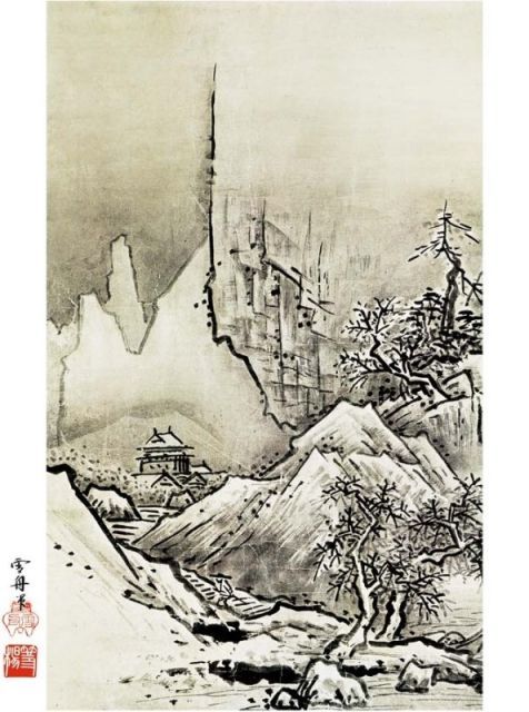 絵画　雪ふる19 原画　A4サイズ 額縁無し 種類1：f4 額絵 雪舟 秋冬山水図 冬 f8・f6・f4サイズ 日本の