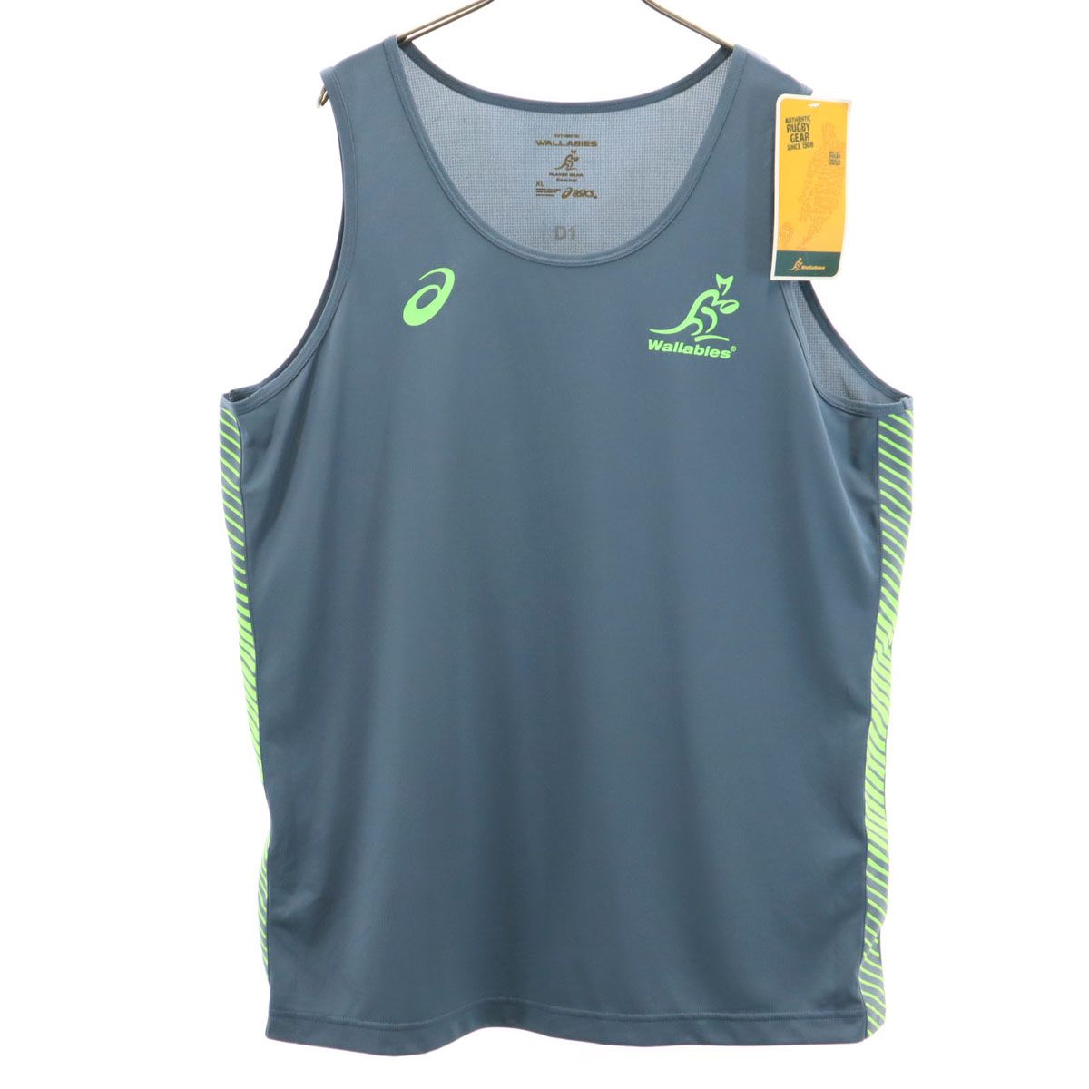 未使用 asics アシックス オーストラリア代表 ワラビーズ トレーニング ノースリーブ ウェア XL チャコールグレー Wallabies メンズ 古着