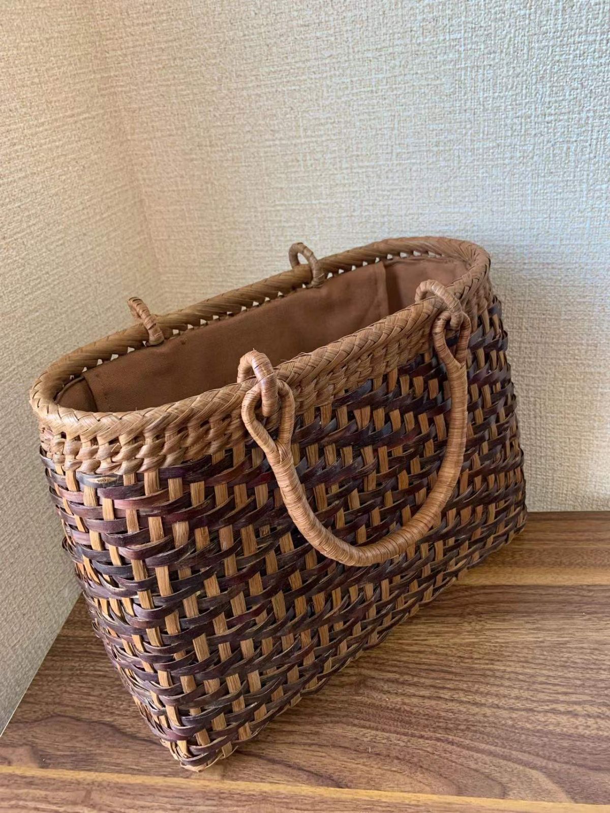 桜皮、山葡萄 手作り かごバッグ 内布あり 桜皮かごバッグ 山葡萄かご
