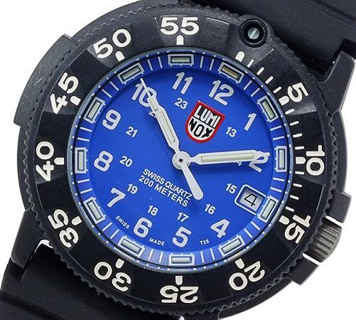 純正品 腕時計 メンズ ルミノックス クォーツ ケース幅45mm SEA ネイビーシールズダイブウォッチ ポリウレタンベルト ブラック/ブルー色 Luminox 17883003