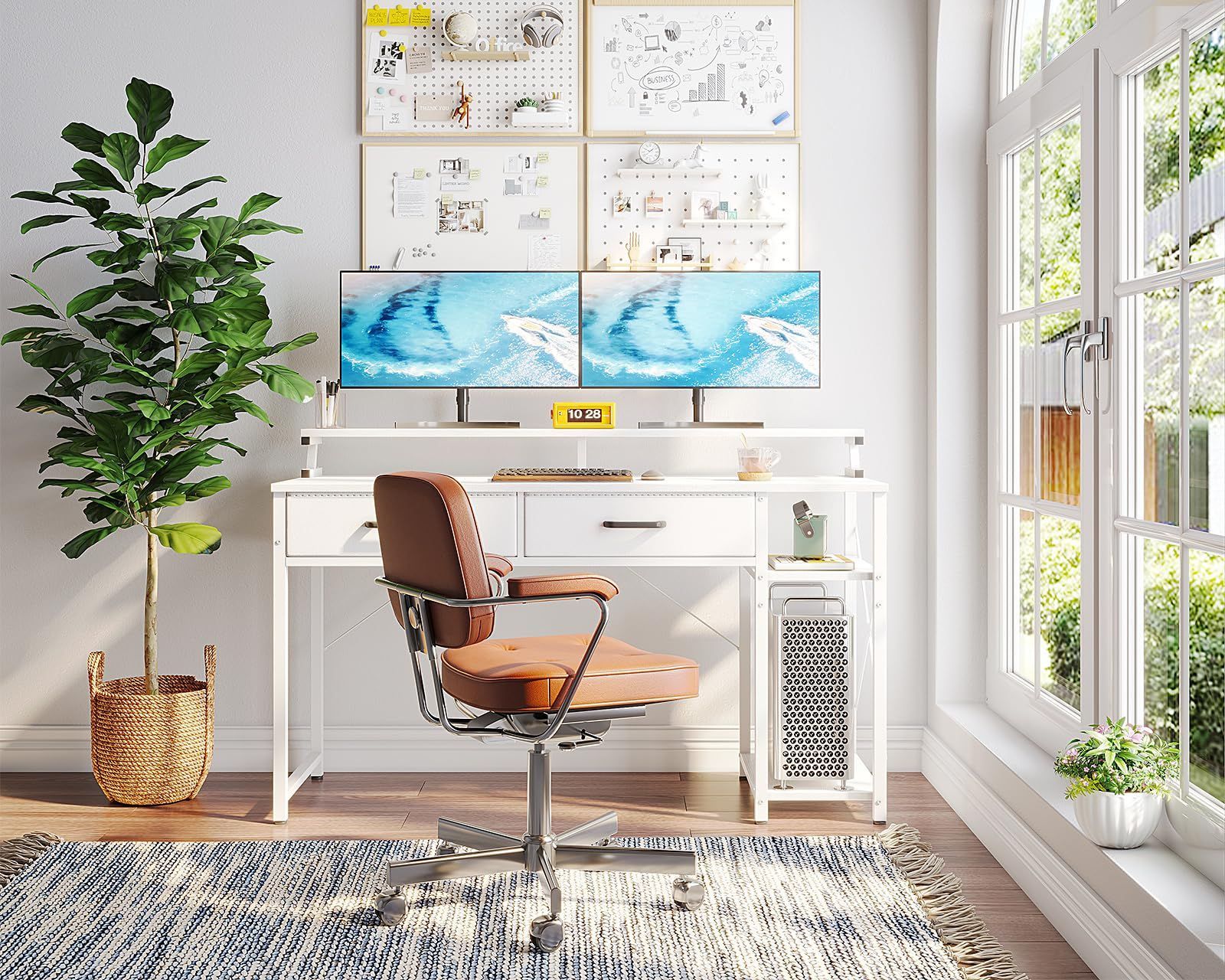 ゲーミングデスク ラック-引き出し2杯付き